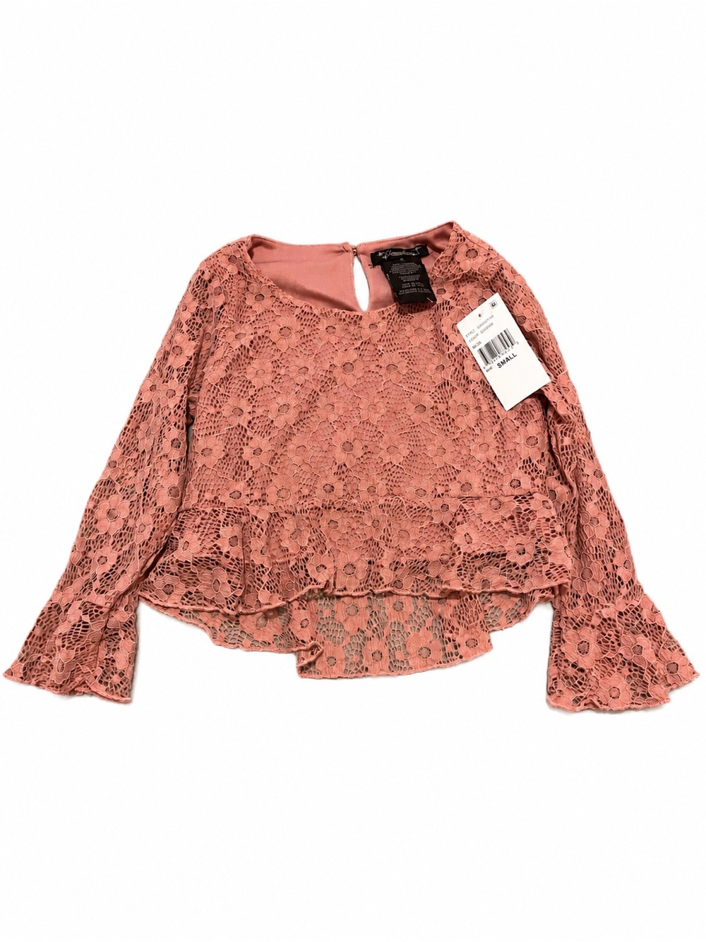Xtraordinary Dusty Rose Lace Peplum Blouse